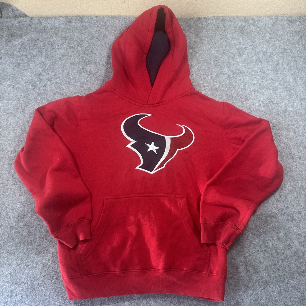 NFL Team Apparel Houston Texans Hoodie Youth Large Red‎ Graphic Pullover Fleece